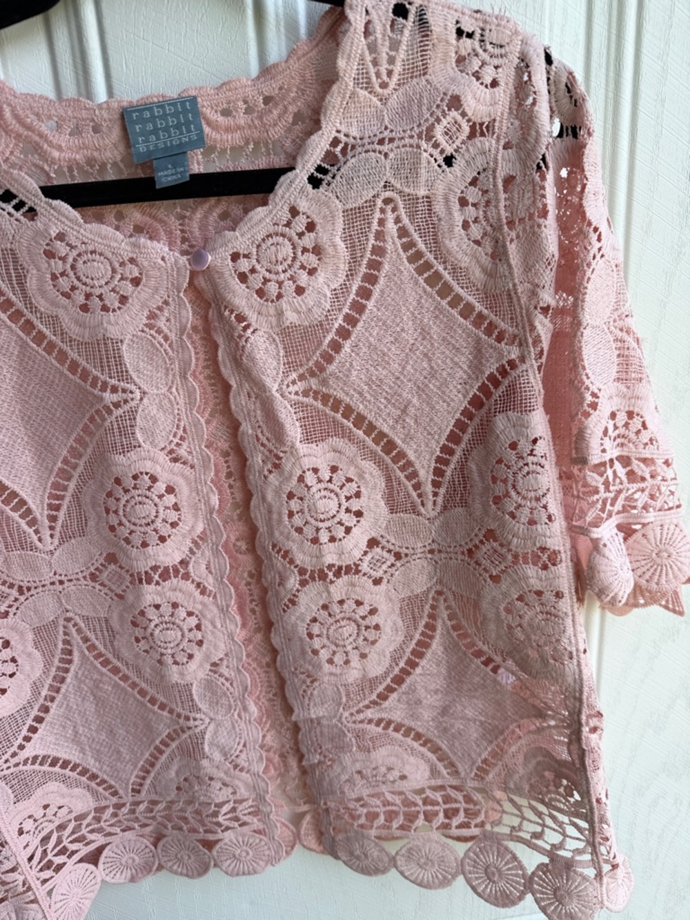 Pink Rabbit Rabbit Rabbit Crocheted Lace Women's Top Size L - Picture 4 of 6
